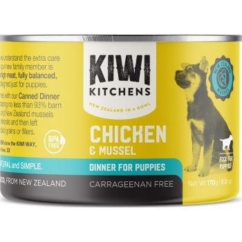  Kiwi Kitchens Barn Raised Chicken & Mussel Dinner Canned Wet Puppy Food 170g 