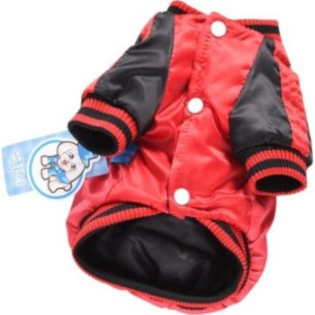  Hong Pet cotton Elfidog print winter Coat-Red-Small 