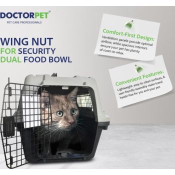  Doctor Pet Pet Carrier Crate 70x52x48 cm - IATA Approved Hard-Shell Crate - Pet Travel Cage for Medium Dogs & Cats 