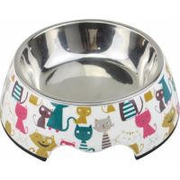 Melamine Cat world Stainless Steel bowl with anti-slip circle on the bottom, Volume:160 ml, Size:12*12*4.5 cm