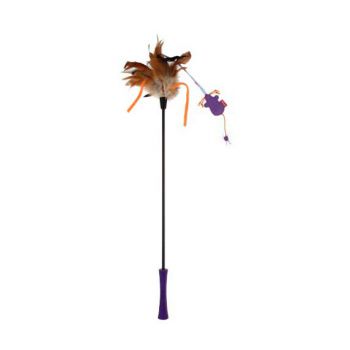  Gigwi Catwand 'feather Teaser w/natural feather and tpr handle(purple stick) 