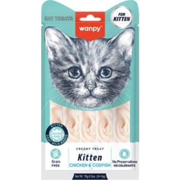  WANPY Creamy Treat For Kitten Chicken & Codfish 5X14G 