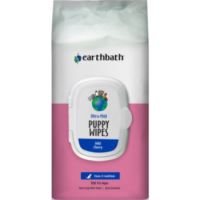 earthbath® Ultra-Mild Puppy Wipes, Wild Cherry, Cleans & Conditions, 100 ct plant-based wipes in re-sealable pouch