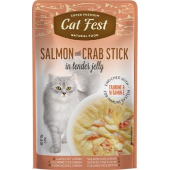 Cat Fest Salmon With Crab Stick In Tender Jelly For Cats 70g 