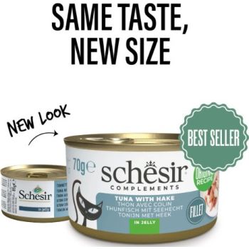 Schesir Complements Cat Wet Food in Jelly Can- Tuna With Hake 70g