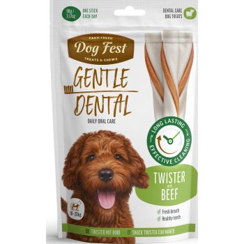  Dog Fest Dental Treats For Adult Dogs -Twister -Beef 90g (13cm) 