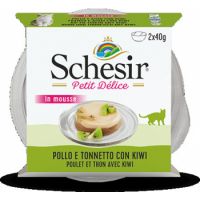 Schesir Petit Delice Cat Wet Food Can-Chicken And Tuna With Kiwi 2x40g
