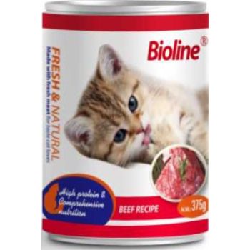  Bioline Canned Cat Wet Food Beef 375 