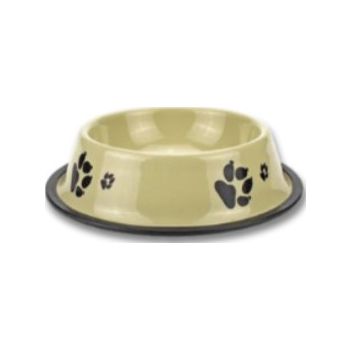  Saas Paw-Printing Stainless Steel Bowls Beige Medium 