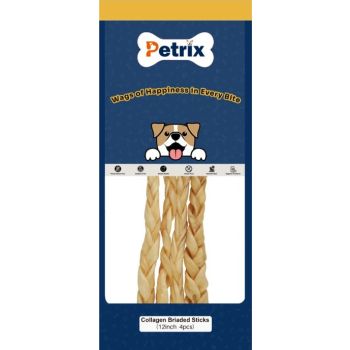  PETRIX Collagen Braided Sticks 12" - 4 Pcs 