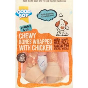  Dog Chewing  Bones Chicken Wrap  Bone Large 2 PK 
