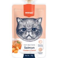 Wanpy Tasty Meat Paste Salmon, Chicken and Carrot for Cats 90g