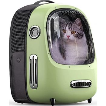 PETKIT "BREEZY DOME" PET BACKPACK CARRIER FOR CATS AND PUPPIES - GREEN 13" L x 12" W x 18" H  Airline Approved 