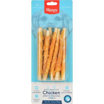  Wanpy CHICKEN JERKY WITH BLEACHED RAWHIDE TWISTED 5 ” 85 g 