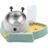 Saas Pet Bowls With Automatic Water Feeder Green  33.5×21.7cm