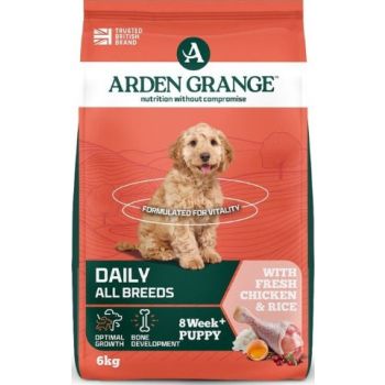  Arden Grange Daily All Breeds Puppy with Fresh Chicken & Rice Dry Dog Food 6kg 