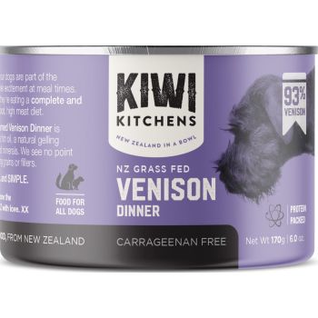  Kiwi Kitchens Grass Fed Venison Dinner Canned Wet Dog Food 175g 