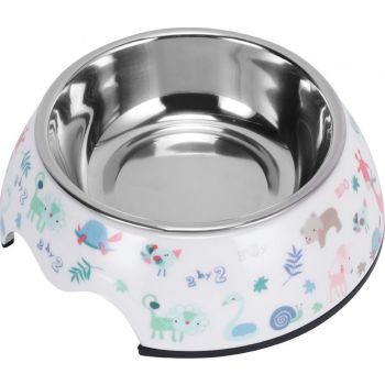  Melamine Animal Pattern Stainless Steel bowl with anti-slip circle on the bottom,Volume:160 ml,Size:12*12*4.5 cm 