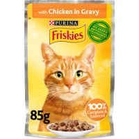 Purina Friskies Chicken Chunks in Gravy Wet Cat Food Pouch 85g