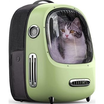  PETKIT BREEZY DOME "GENERATION 2" PET BACKPACK CARRIER FOR CATS AND PUPPIES - GREEN 13" L x 12" W x 18" H 